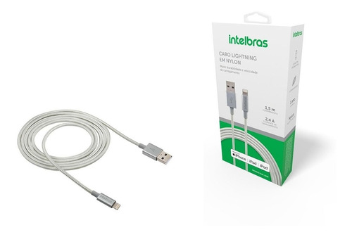 [222] CABO IPHONE - NYLON BRANCO USB LIGHTNING 1.5M EUAL15NB